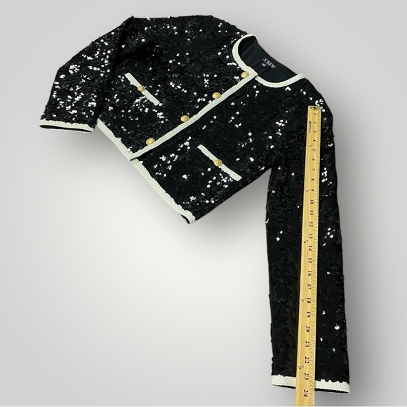 J.Crew | Mariner jersey lady jacket with sequins | Black/White | Size M - Picture 12 of 16